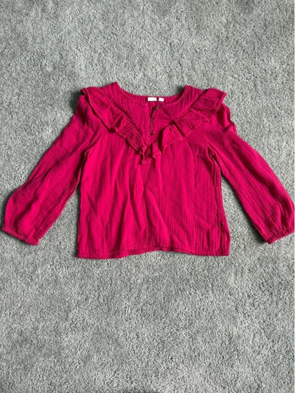 Gap Kids Ruffle Gauze Top Size Large Pink Long Sleeve Boho Blouse GUC